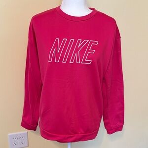Nike crew neck sweatshirt with pockets pink white
